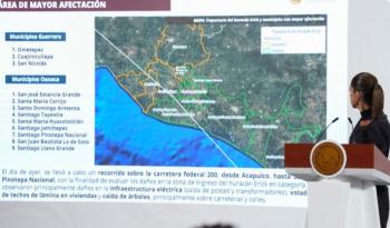 Claudia Sheinbaum coordina desde Oaxaca acciones ante huracán Erick