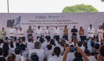 Claudia Sheinbaum amplía área de hemodiálisis del IMSS Bienestar en Tabasco y anuncia inversión de 2 mil mdp