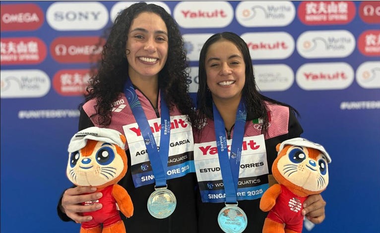 Gaby Agúndez y Ale Estudillo ganan plata en plataforma sincronizada en el Mundial de Singapur 2025