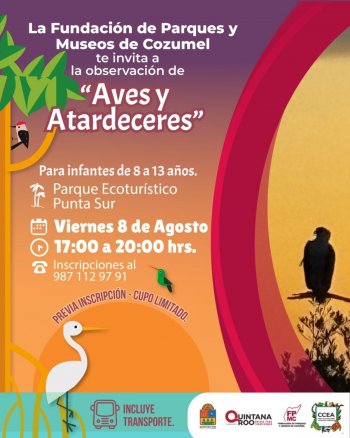 Invita la FPMC a la niñez de Cozumel a vivir “Aves y Atardeceres” en Punta Sur
