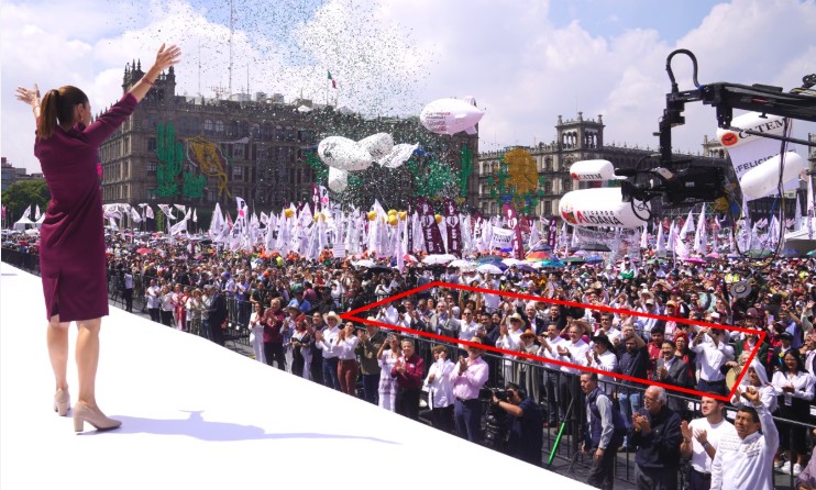 Claudia Sheinbaum encabeza concentración masiva en el Zócalo con reacomodo de figuras políticas