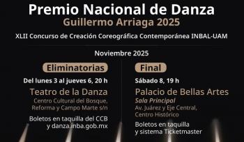 El Premio Nacional de Danza Guillermo Arriaga 2025 celebra su fase eliminatoria en el Teatro de la Danza Guillermina Bravo