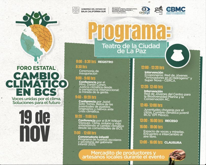Gobierno de Baja California Sur anuncia Foro Estatal de Cambio Climático 2025 para el 19 de noviembre