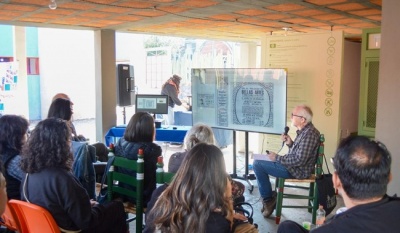 Renato Robert Paperetti expone la historia y restauración del mural Fraternidad de los pueblos indoamericanos