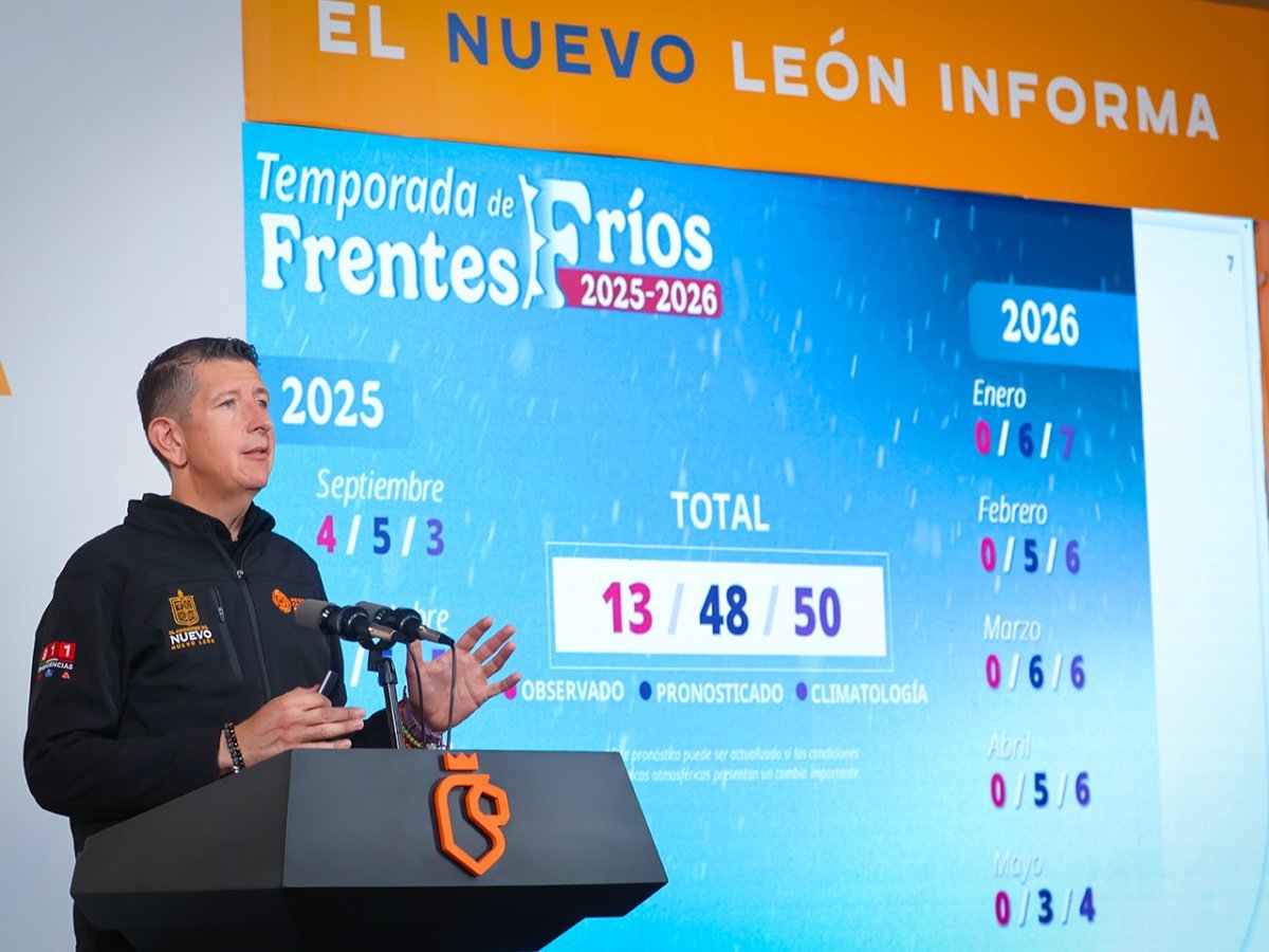 Protección Civil de Nuevo León anuncia 48 frentes fríos pronosticados para temporada invernal 2025-2026