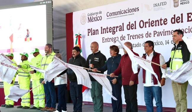 Gobierno federal entrega trenes de pavimentación a municipios del Estado de México con inversión de 500 millones de pesos