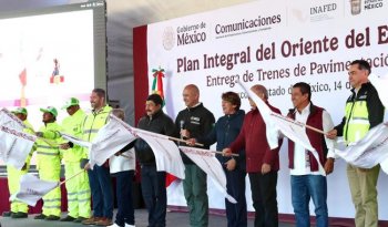 Gobierno federal entrega trenes de pavimentación a municipios del Estado de México con inversión de 500 millones de pesos