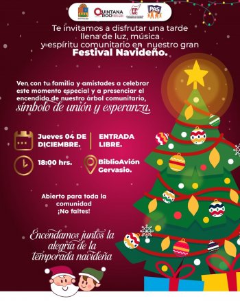 FPMC invita al Festival Navideño y Encendido del Árbol Comunitario en BiblioAvión Gervasio