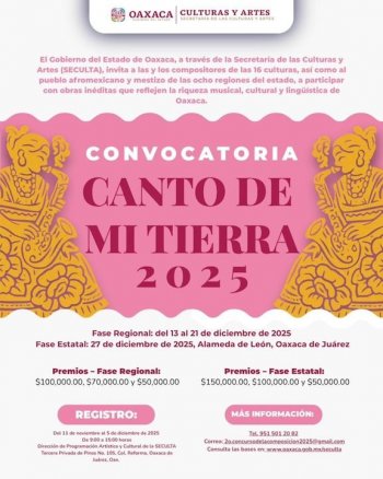Seculta invita al 2º Concurso de Composición 'Canto de mi Tierra' con premios económicos