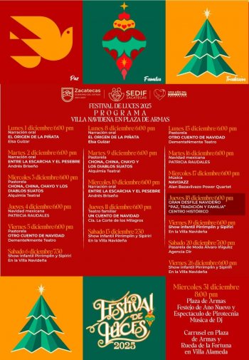 Gobierno de Zacatecas presenta programa artístico y cultural para la Villa Navideña de Plaza de Armas