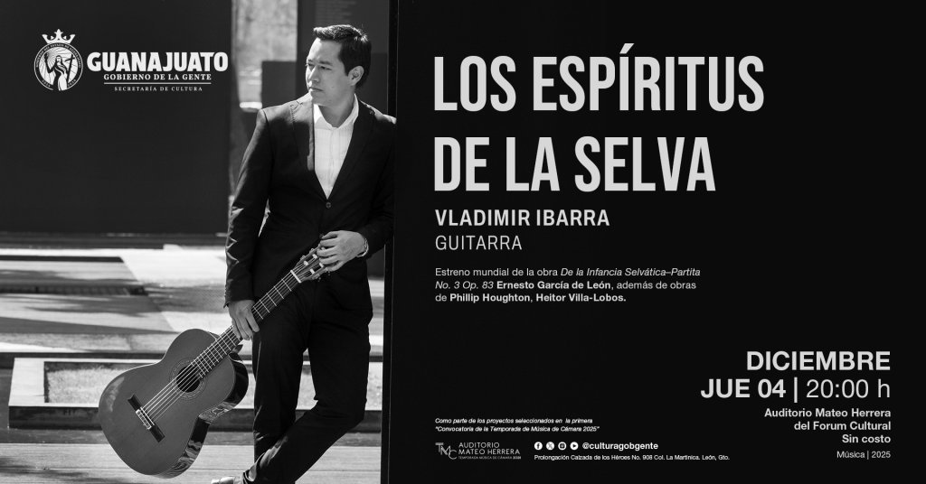 Vladimir Ibarra ofrecerá recital 'Los Espíritus de la Selva' con estreno mundial en Guanajuato