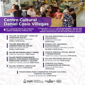 Subsecretaría de Cultura de Colima ofrece más de 50 eventos artísticos en diciembre