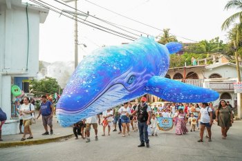 Sectur Oaxaca inaugura Festival de la Ballena Jorobada 'Ballena Fest 2025' en Puerto Ángel