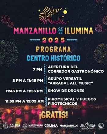 Manzanillo y Colima capital se alistan para recibir el 2026 con espectáculos de luces y pirotecnia