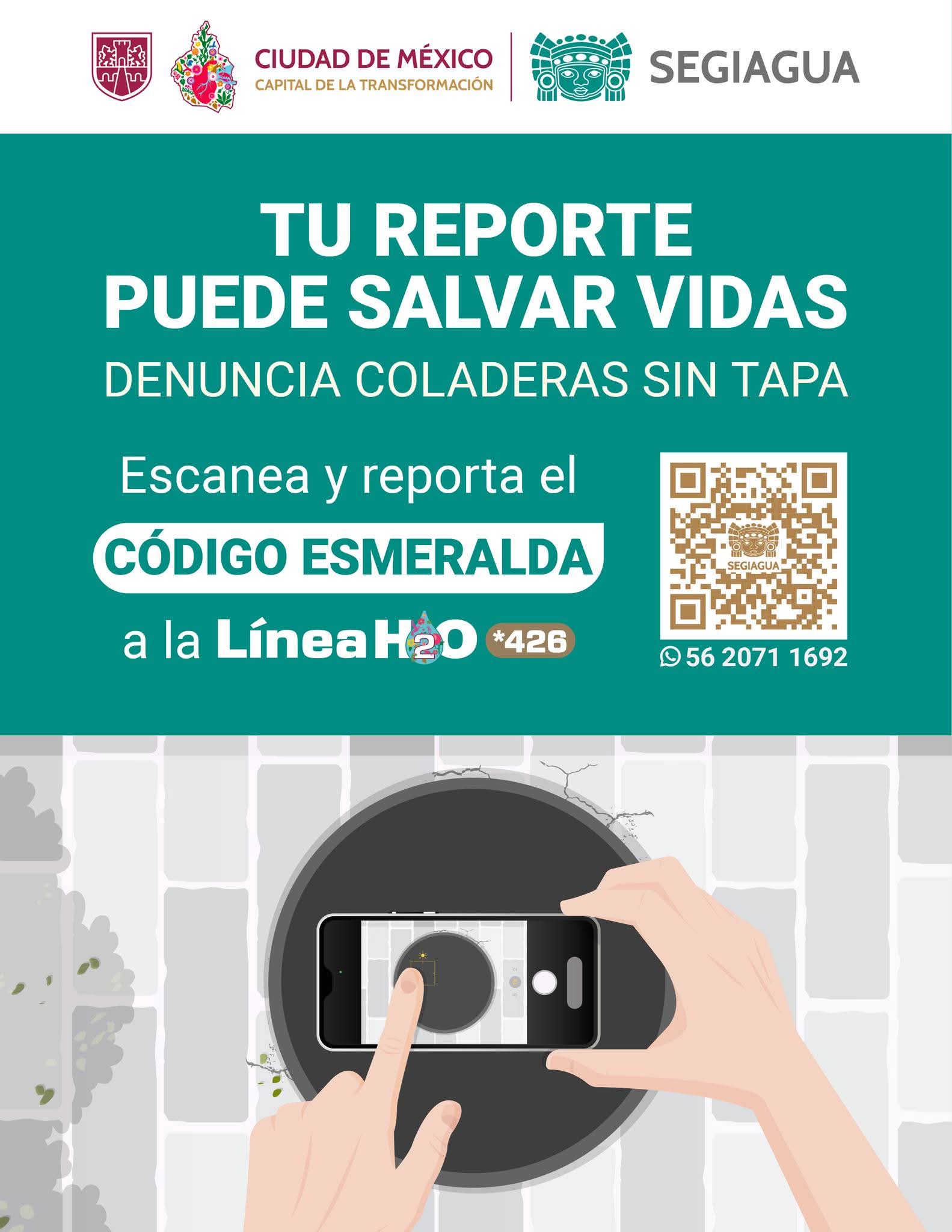 SEGIAGUA atiende 1,684 reportes de coladeras sin tapa con el C&oacute;digo Esmeralda