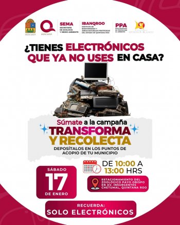 SEMA anuncia nueva jornada de recolección de electrónicos en Chetumal para enero 2026