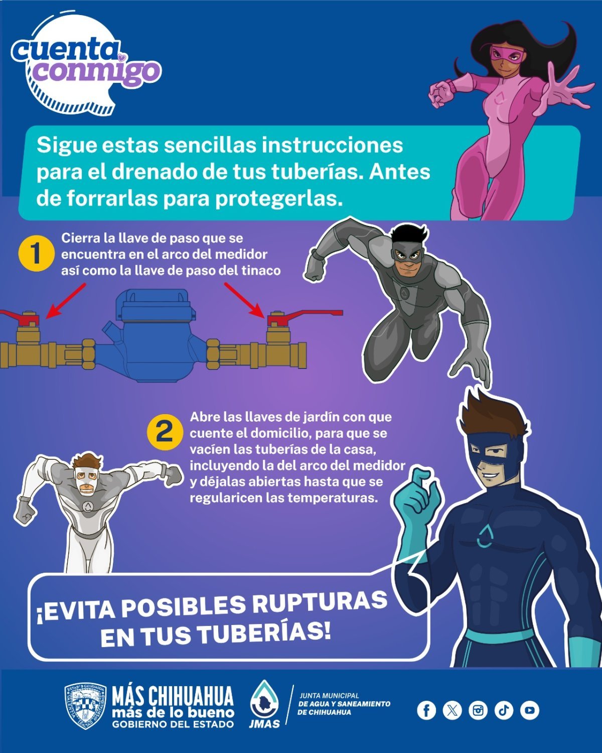 JMAS Chihuahua emite recomendaciones para proteger tuber&iacute;as ante pron&oacute;stico de bajas temperaturas