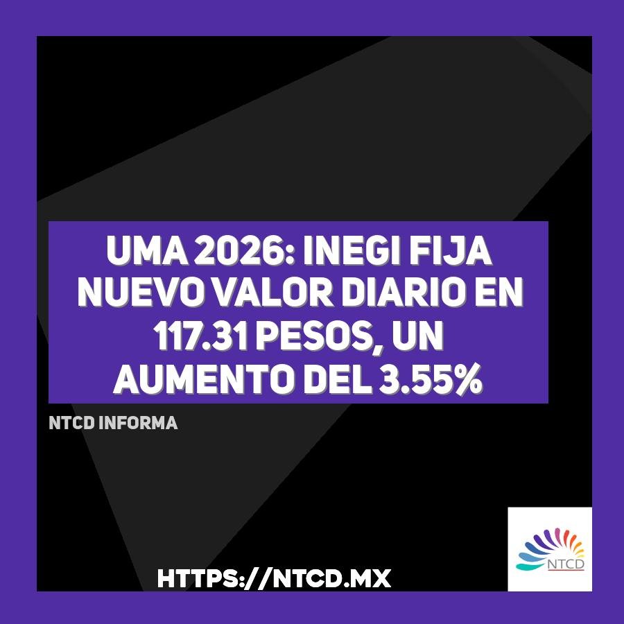 UMA 2026: Inegi fija nuevo valor diario en 117.31 pesos, un aumento del 3.55%