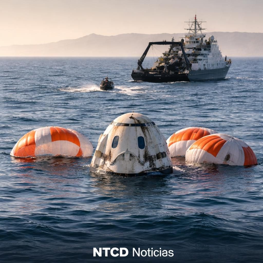C&aacute;psula SpaceX ameriza de emergencia en California por condici&oacute;n m&eacute;dica grave de un astronauta