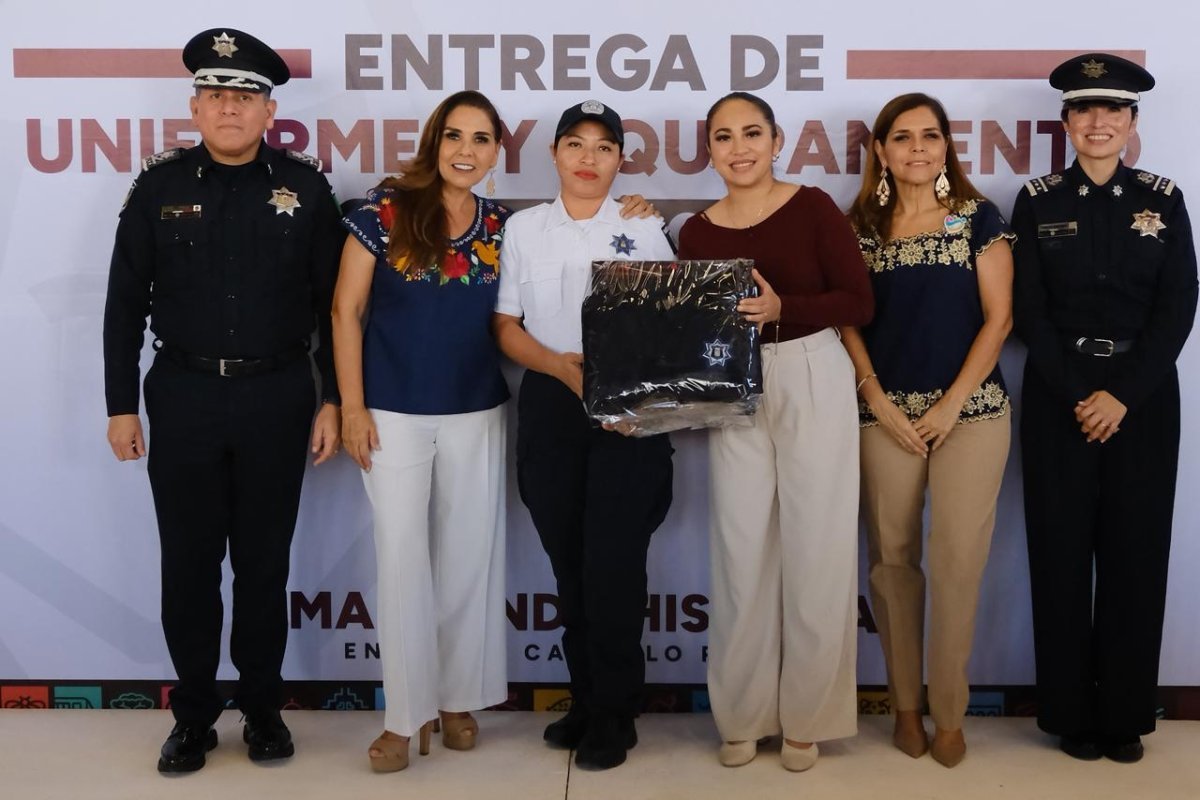 Reconocen Mara Lezama y Mary Hernández labor de personal operativo con entrega de uniformes en Felipe Carrillo Puerto