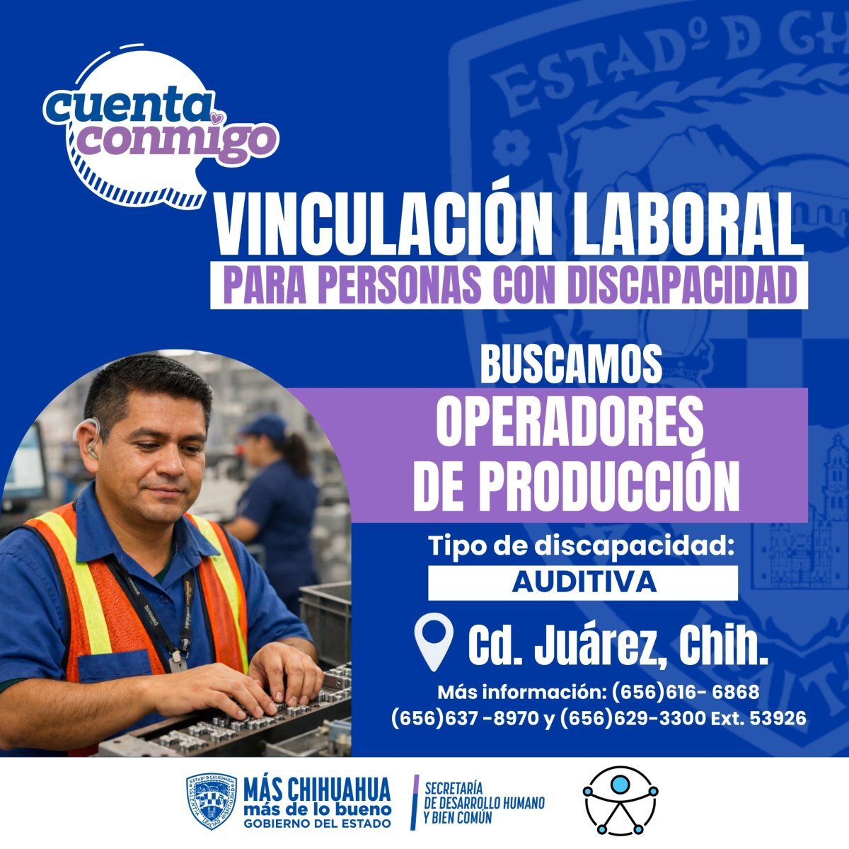 Gobierno estatal ofrece nuevas vacantes laborales para personas con discapacidad y adultos mayores en Chihuahua y Ju&aacute;rez