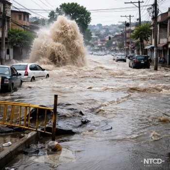 Megafuga de agua inunda vialidades en colonia Granjas Valle de Guadalupe, Ecatepec