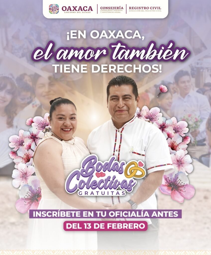 Gobierno de Oaxaca lanza programa de Bodas Colectivas 2026 para matrimonios gratuitos