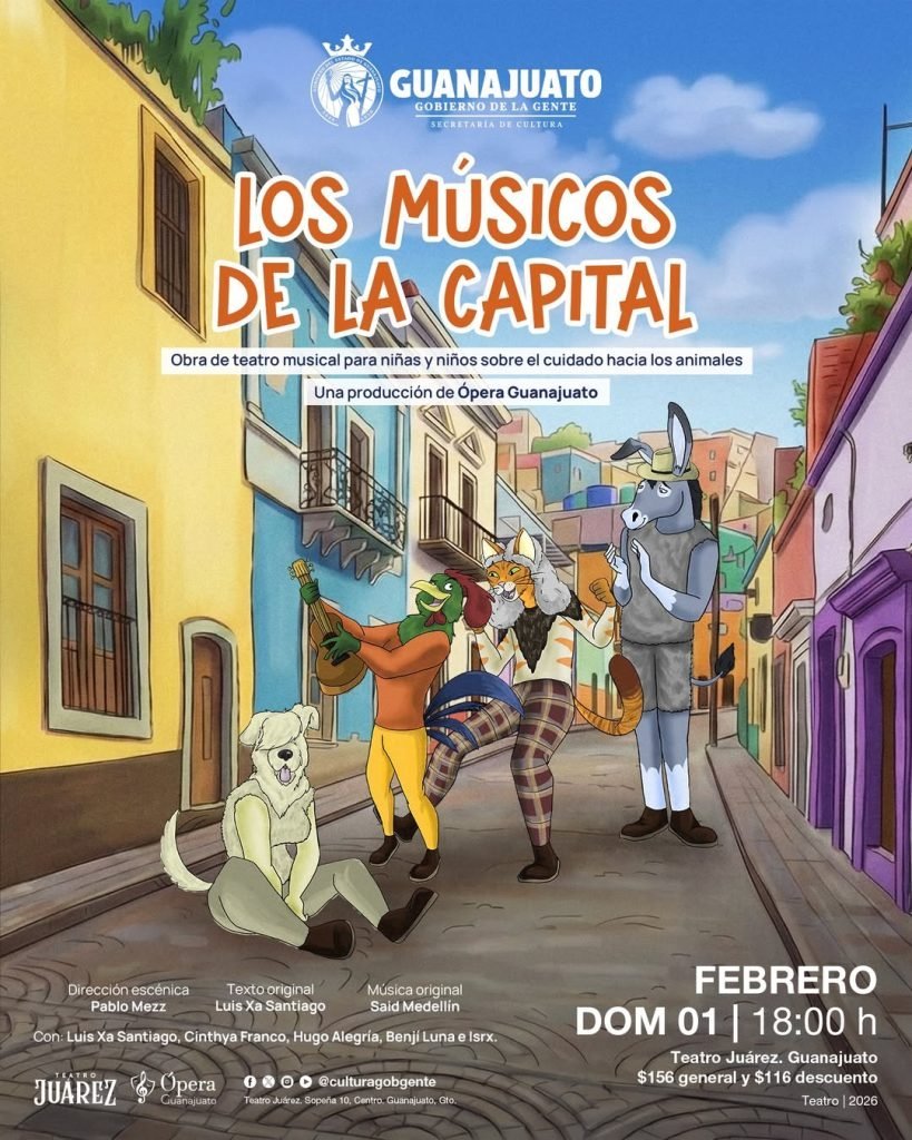 &Oacute;pera Guanajuato presenta 'Los M&uacute;sicos de la Capital', un espect&aacute;culo para ni&ntilde;os sobre respeto animal