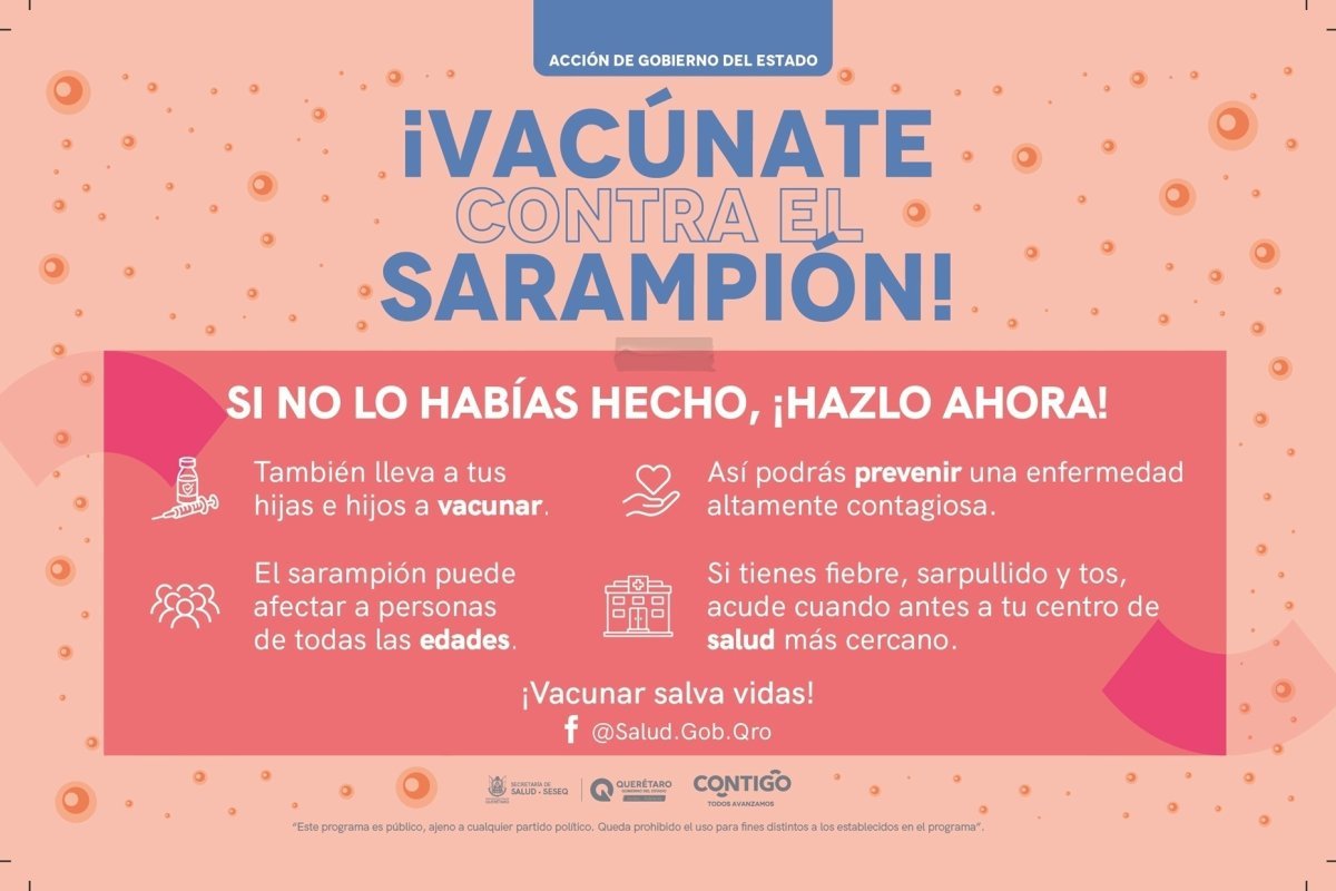 SESA Quer&eacute;taro confirma dos nuevos casos de sarampi&oacute;n y refuerza vigilancia epidemiol&oacute;gica