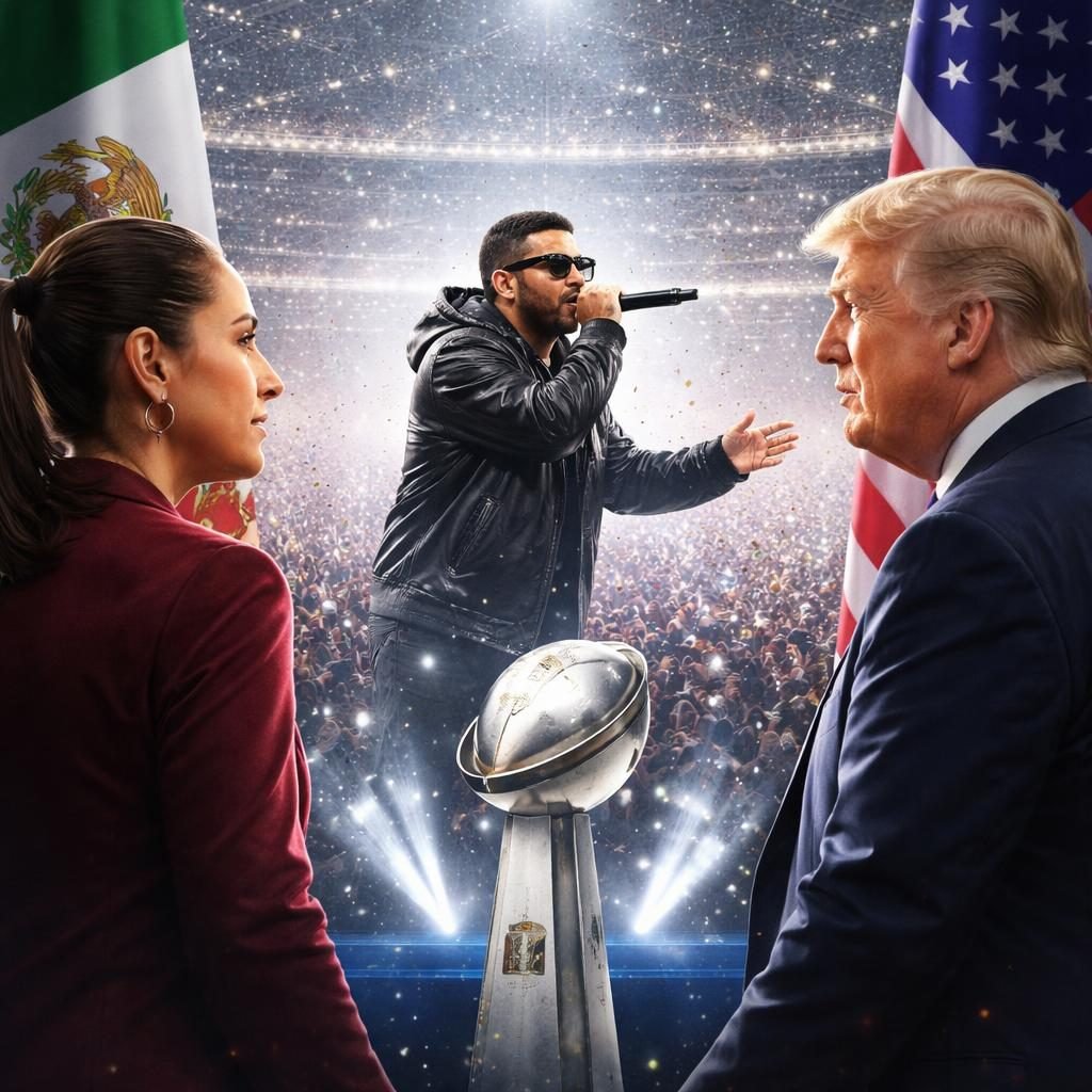 Claudia Sheinbaum elogia show de Bad Bunny en el Super Bowl por su mensaje de unidad, Trump lo critica