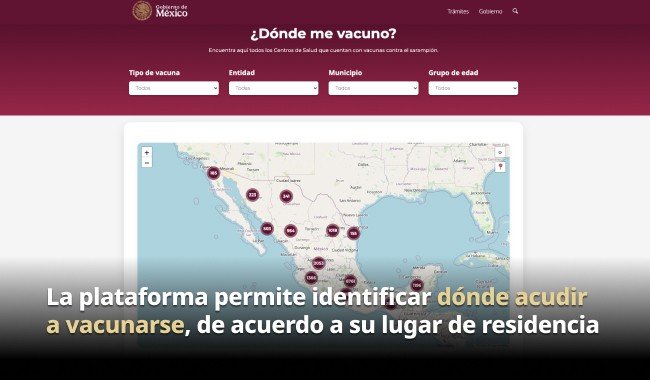 Plataforma digital identifica puntos de vacunaci&oacute;n contra sarampi&oacute;n para grupos prioritarios