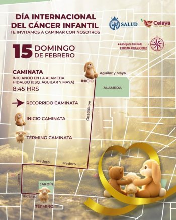 Convocan a caminata y feria de salud por el Día contra el Cáncer Infantil en Celaya