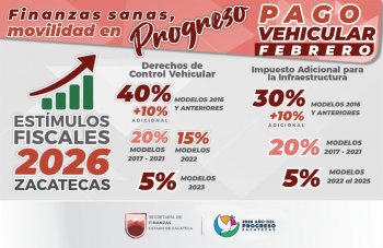 Gobierno de Zacatecas invita a aprovechar estímulos fiscales de febrero para control vehicular y contribuciones