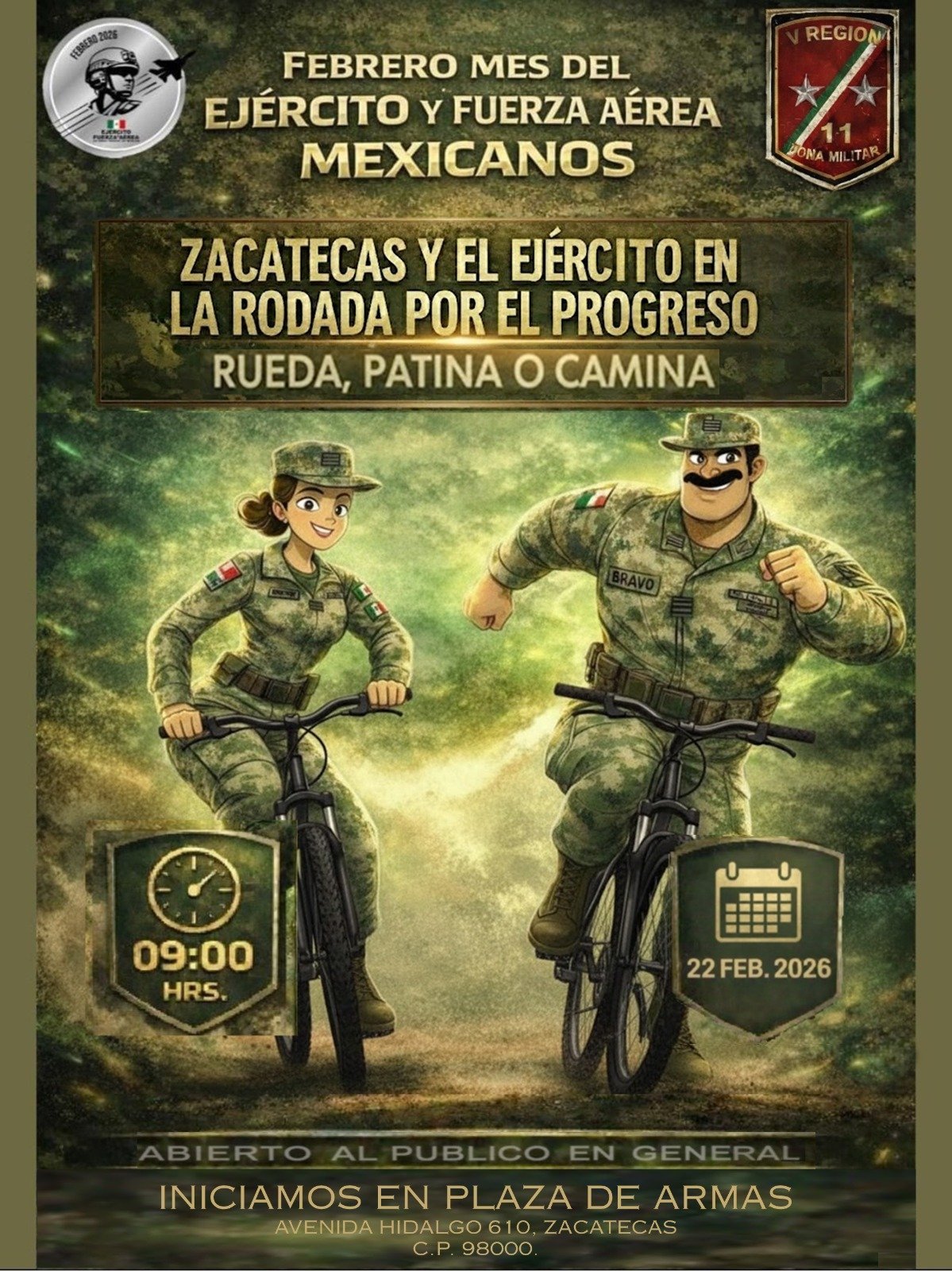 Gobierno de Zacatecas y Ejército Mexicano invitan a la 'Rodada por el Progreso'