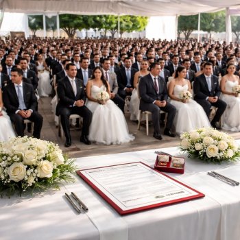 217 parejas dan el sí en ceremonia civil masiva en San Luis Potosí