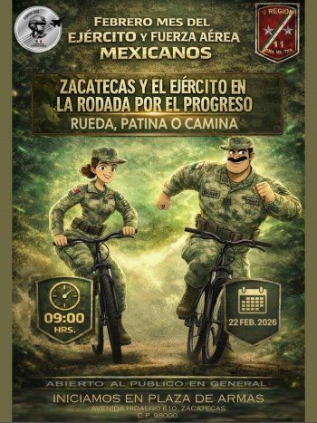 Gobierno de Zacatecas y Ejército Mexicano invitan a la 'Rodada por el Progreso'