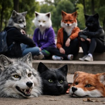 Videos virales muestran a jóvenes 'therians' con máscaras de animales en estados de México