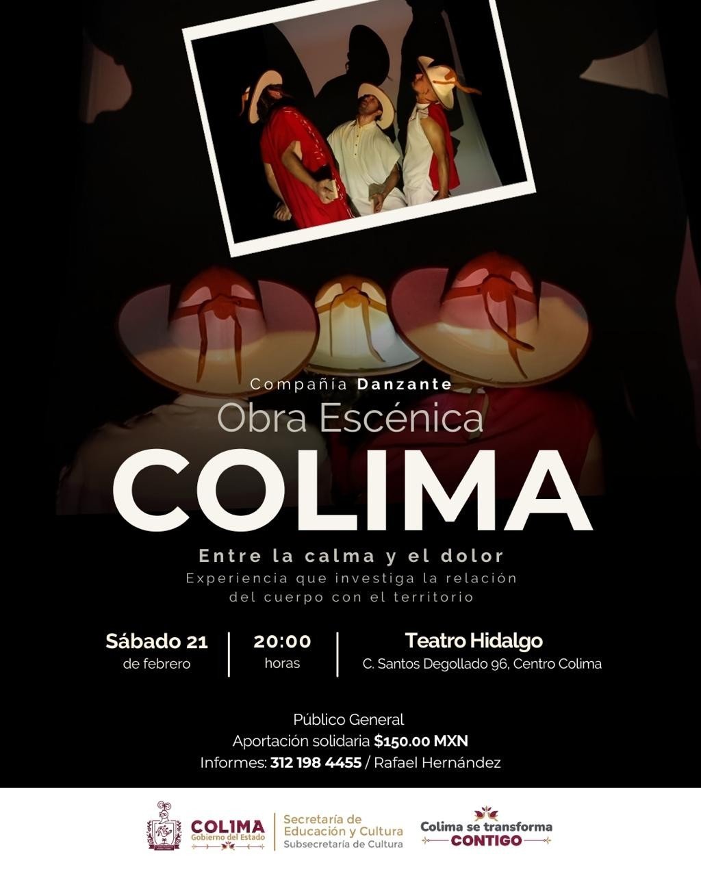 La Compañía Danzante estrena obra 'Colima' en Teatro Hidalgo con apoyo de la Subsecretaría de Cultura