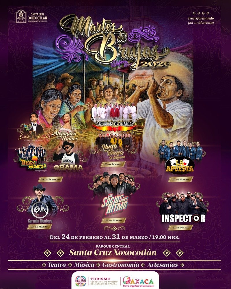 Martes de Brujas 2026 en Santa Cruz Xoxocotlán: un mes de cultura, gastronomía y música