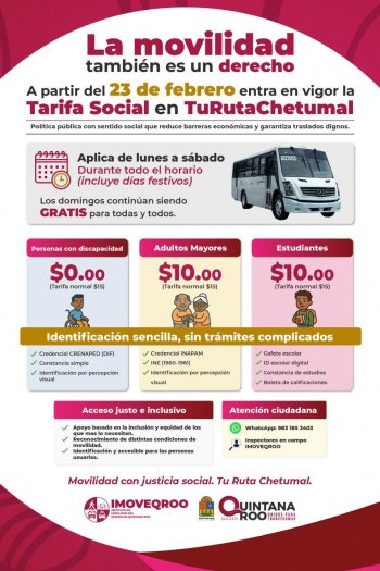 Mara Lezama anuncia Tarifa Social en Tu Ruta Chetumal como política de justicia social y derecho a la movilidad