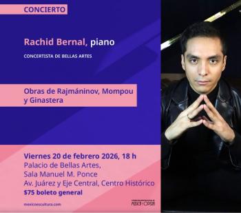 Bellas Artes presenta tres conciertos con destacados pianistas y violinistas del 20 al 22 de febrero