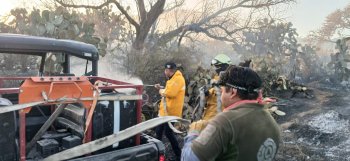 Brigadas estatales avanzan en liquidación de incendio en Mexquitic con apoyo de 269 personas