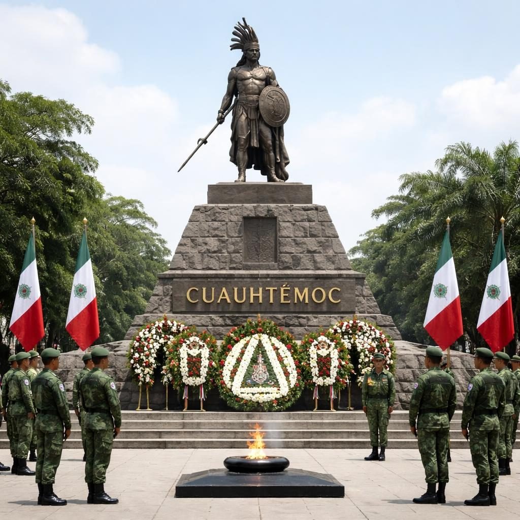 Ejército Mexicano conmemora 501 aniversario luctuoso de Cuauhtémoc en Tenosique