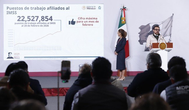 IMSS reporta cifra récord de 22.5 millones de empleos afiliados en febrero de 2026