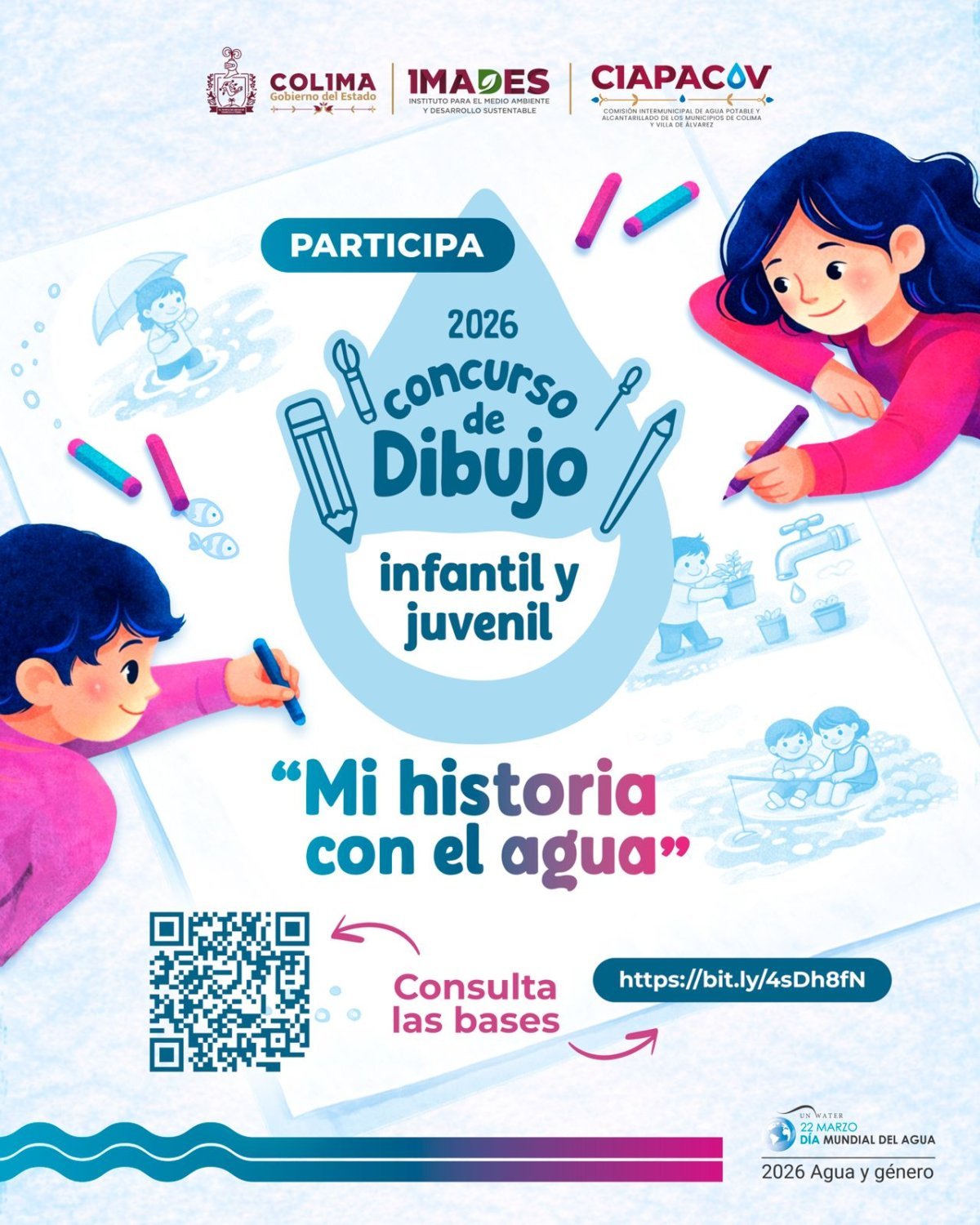 Convocan a infancias y juventudes de Colima al concurso de dibujo 'Mi Historia con el Agua'