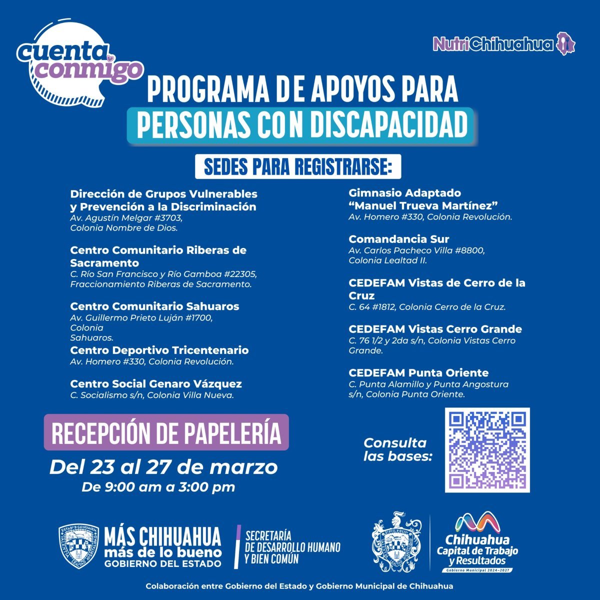 Gobierno y Municipio de Chihuahua lanzan apoyo econ&oacute;mico de hasta 13 mil pesos para personas con discapacidad