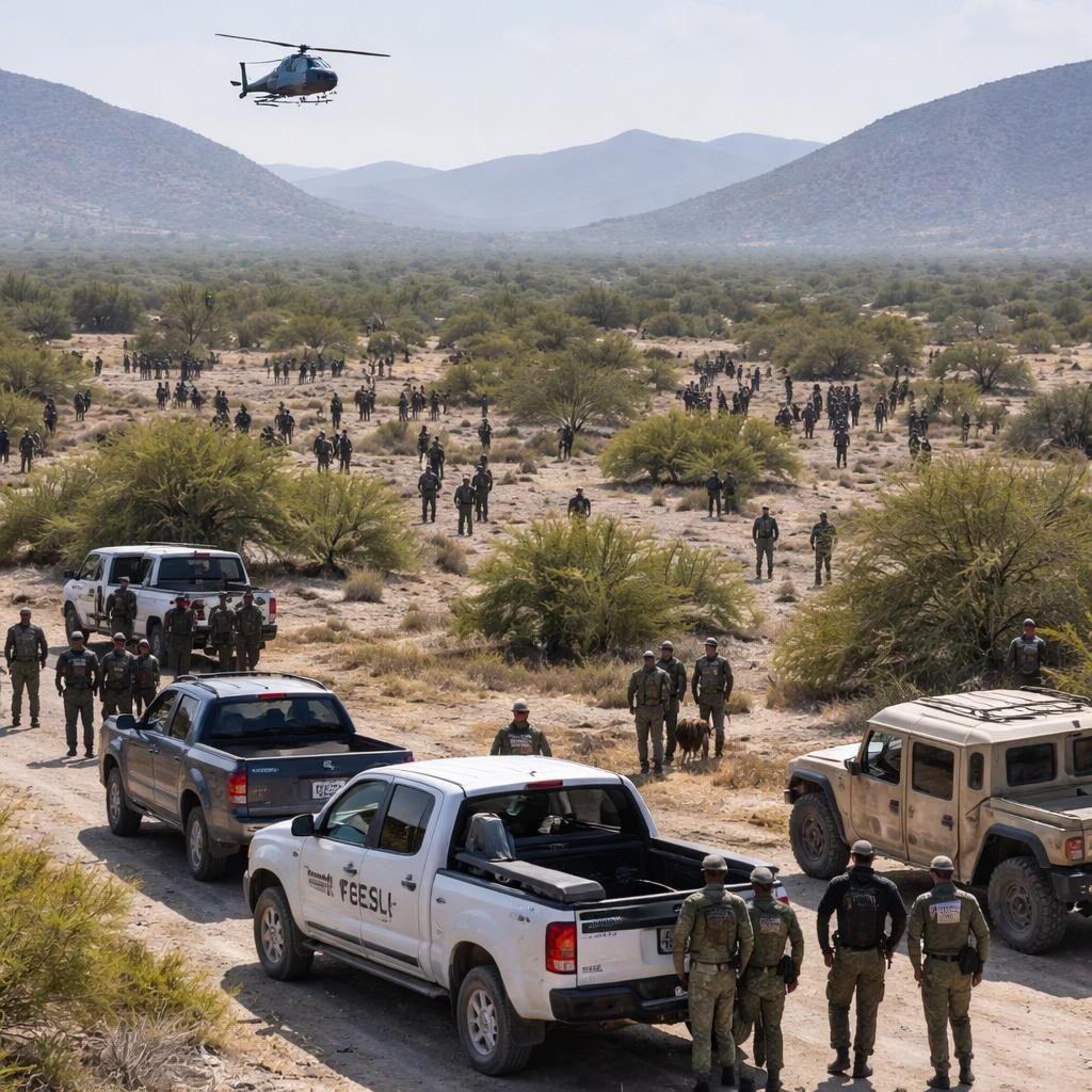 Despliegan operativo de b&uacute;squeda con m&aacute;s de 500 elementos por siete electricistas desaparecidos en Matehuala