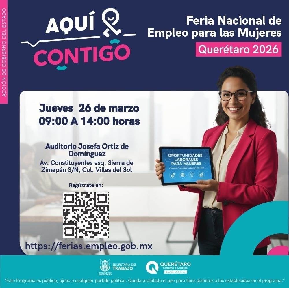 ST convoca a Feria Nacional de Empleo para Mujeres en Quer&eacute;taro 2026 con m&aacute;s de mil vacantes