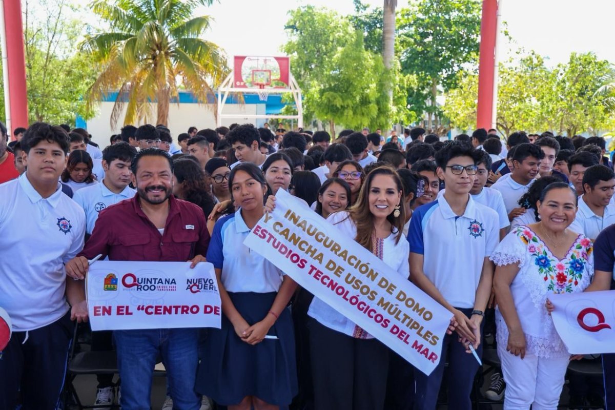 Inaugura Mara Lezama domo y cancha de usos múltiples en el CETMAR No. 10 de Chetumal tras 38 años de espera