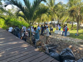 IBANQROO y Ayuntamiento de Bacalar implementan acciones de control contra especie invasora en Área Natural Protegida